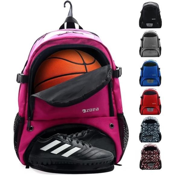Large Basketball Bag - Backpack Includes Shoe & Ball & Laptop Compartment - Picture 3 of 8